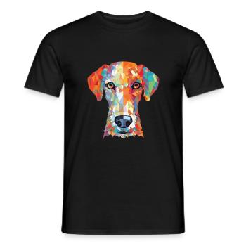 Bedlington Terrier chien race aquarelle colorée - T-shirt homme - noir - Devant - AI Model Male 178 light (178cm)