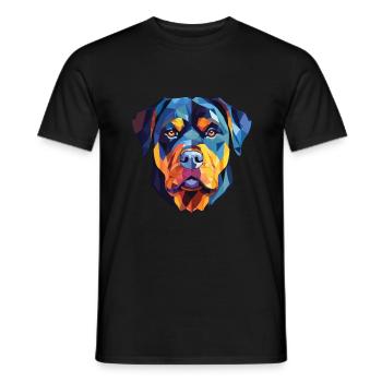 Rottweiler chien race aquarelle verre Illustration - T-shirt homme - noir - Devant - AI Model Male 178 light (178cm)