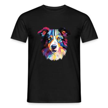 Border Collie Hunderasse Aquarell Illustration - Männer T-Shirt - Schwarz - Vorne - AI Model Male 178 light (178cm)
