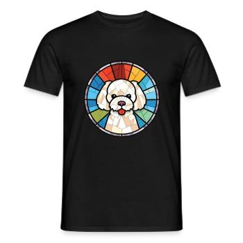 Bichon frisé chien race aquarelle Illustration - T-shirt homme - noir - Devant - AI Model Male 178 light (178cm)