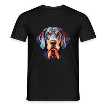 Bluetick Coonhound chien race aquarelle colorée - T-shirt homme - noir - Devant - AI Model Male 178 light (178cm)