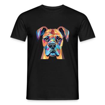 Boxer-Hundsrasse bunte Aquarell-Illustration - Männer T-Shirt - Schwarz - Vorne - AI Model Male 178 light (178cm)