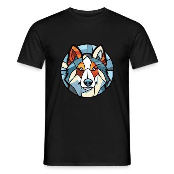 Illustration à l’aquarelle de race de chien esquimau canadien - T-shirt homme - noir - Devant - AI Model Male 178 light (178cm)