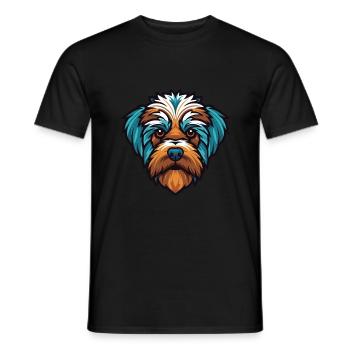 Bichon Yorkie Dog Breed Watercolor Illustration - Men's T-Shirt - black - Front - AI Model Male 178 light (178cm)