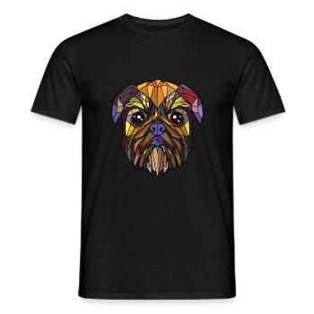 Illustration à l’aquarelle de race de chien griffon de Bruxelles - T-shirt homme - noir - Devant - AI Model Male 178 light (178cm)