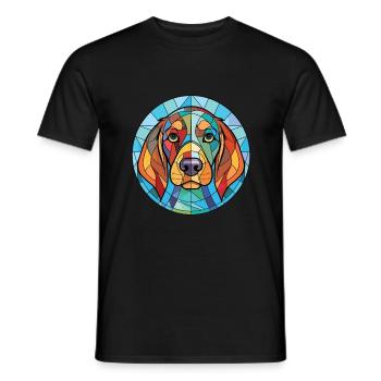 Cao da Serra de Aires Hunderasse Aquarellglas - Männer T-Shirt - Schwarz - Vorne - AI Model Male 178 light (178cm)