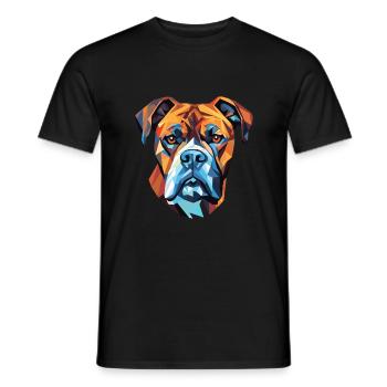 Bull Boxer Hund Rasse Aquarell Glas Illustration - Männer T-Shirt - Schwarz - Vorne - AI Model Male 178 light (178cm)