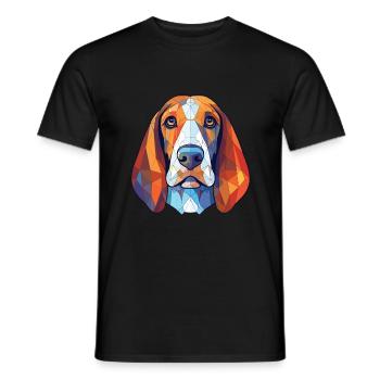 Blue Gascony Basset Dog Breed Colorful Watercolor - Men's T-Shirt - black - Front - AI Model Male 178 light (178cm)