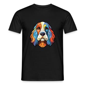 Brikett Griffon Vendeen Hunderasse Aquarellglas - Männer T-Shirt - Schwarz - Vorne - AI Model Male 178 light (178cm)
