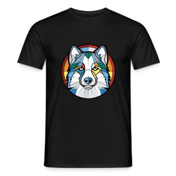 Illustration à l’aquarelle de race de chien esquimau canadien - T-shirt homme - noir - Devant - AI Model Male 178 light (178cm)