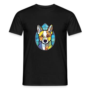 Canaan chien race coloré aquarelle Illustration - T-shirt homme - noir - Devant - AI Model Male 178 light (178cm)