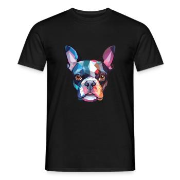Boston Terrier Hunderasse Aquarell Illustration - Männer T-Shirt - Schwarz - Vorne - AI Model Male 178 light (178cm)