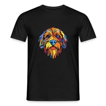 Brikett Griffon Vendeen Hunderasse Aquarellglas - Männer T-Shirt - Schwarz - Vorne - AI Model Male 178 light (178cm)
