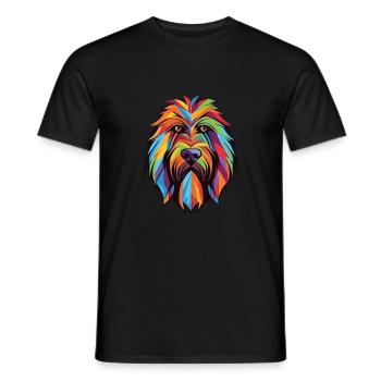Briard Dog Breed Colorful Watercolor Illustration - Men's T-Shirt - black - Front - AI Model Male 178 light (178cm)