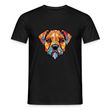 Border Terrier chien race aquarelle Illustration - T-shirt homme - noir - Devant - AI Model Male 178 light (178cm)