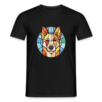 Berger Blanc Suisse Dog Breed Colorful Watercolor - Men's T-Shirt - black - Front - AI Model Male 178 light (178cm)