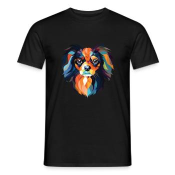 Continental Toy Spaniel chien race verre aquarelle - T-shirt homme - noir - Devant - AI Model Male 178 light (178cm)