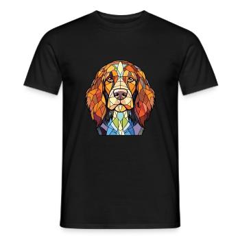 Dutch Smoushond Dog Breed Watercolor Illustration - Men's T-Shirt - black - Front - AI Model Male 178 light (178cm)