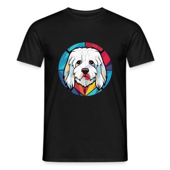 Coton De Tuléar race chien aquarelle illustration - T-shirt homme - noir - Devant - AI Model Male 178 light (178cm)