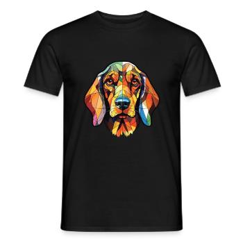 Chien de chasse allemand race Illustration à l’aquarelle - T-shirt homme - noir - Devant - AI Model Male 178 light (178cm)
