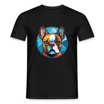 Bouledogue Français chien race aquarelle Illustration - T-shirt homme - noir - Devant - AI Model Male 178 light (178cm)