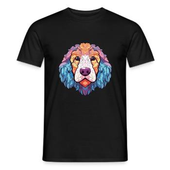 Allemand Mouton caniche chien race Coloré Aquarelle - T-shirt homme - noir - Devant - AI Model Male 178 light (178cm)