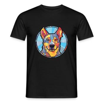 Bouvier australien chien race aquarelle colorée - T-shirt homme - noir - Devant - AI Model Male 178 light (178cm)