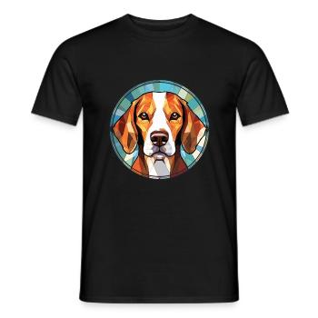 American Foxhound Chien Race Coloré Aquarelle - T-shirt homme - noir - Devant - AI Model Male 178 light (178cm)
