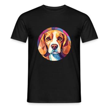 Beagle Hunderasse Bunte Aquarell Illustration - Männer T-Shirt - Schwarz - Vorne - AI Model Male 178 light (178cm)