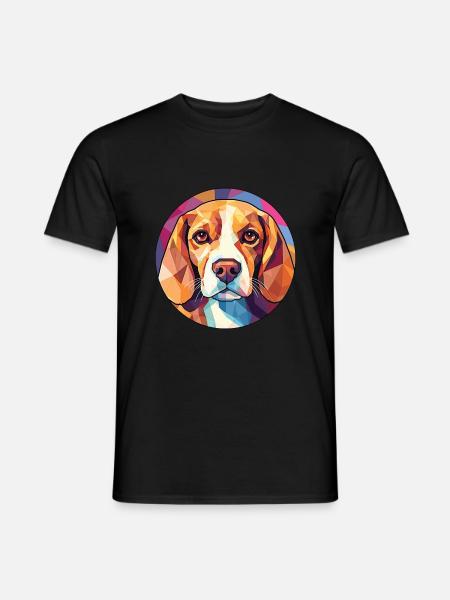 Beagle Dog Breed Colorful Watercolor Illustration - Men's T-Shirt - black