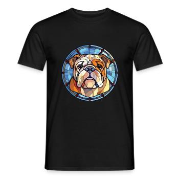 Bulldogge Hund Rasse Bunte Aquarell Illustration - Männer T-Shirt - Schwarz - Vorne - AI Model Male 178 light (178cm)