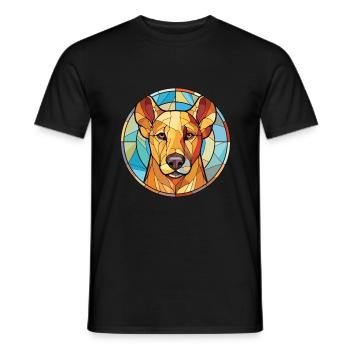 Finnish Hound Dog Breed Watercolor Illustration - Men's T-Shirt - black - Front - AI Model Male 178 light (178cm)