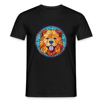 Finnish Lapphund Dog Breed Watercolor Illustration - Men's T-Shirt - black - Front - AI Model Male 178 light (178cm)