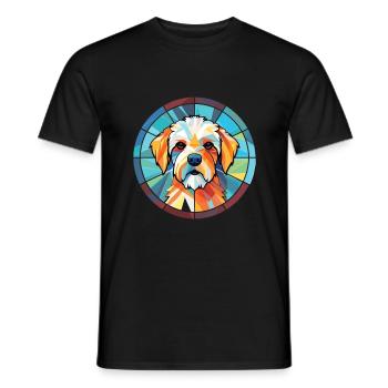 Français Tricolore chien chien race aquarelle verre - T-shirt homme - noir - Devant - AI Model Male 178 light (178cm)