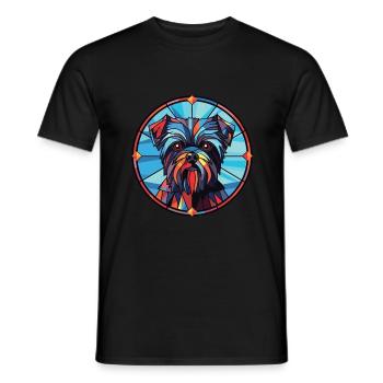 Affenpinscher Dog Breed Watercolor Illustration - Men's T-Shirt - black - Front - AI Model Male 178 light (178cm)
