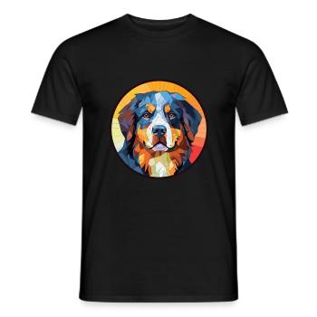 Berner Sennenhund Rasse Aquarell Illustration - Männer T-Shirt - Schwarz - Vorne - AI Model Male 178 light (178cm)