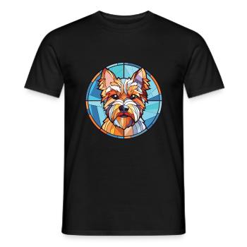 Biewer Terrier Dog Breed Watercolor Illustration - Men's T-Shirt - black - Front - AI Model Male 178 light (178cm)