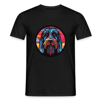Terrier russe noir chien race verre aquarelle - T-shirt homme - noir - Devant - AI Model Male 178 light (178cm)