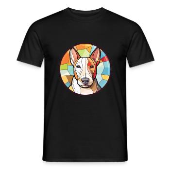 Bull Terrier Dog Breed Watercolor Illustration - Men's T-Shirt - black - Front - AI Model Male 178 light (178cm)
