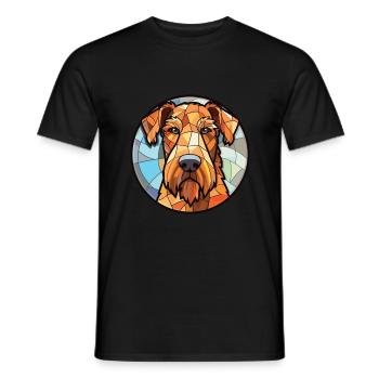 Airedale Terrier Chien Race Illustration à l’aquarelle - T-shirt homme - noir - Devant - AI Model Male 178 light (178cm)