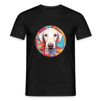 Bedlington Terrier chien race aquarelle colorée - T-shirt homme - noir - Devant - AI Model Male 178 light (178cm)