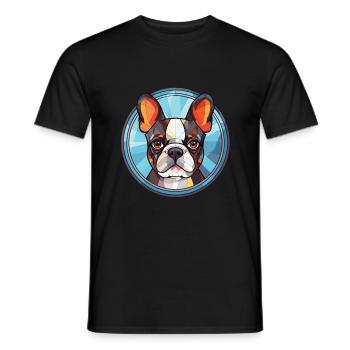 Boston Terrier Hunderasse Aquarell Illustration - Männer T-Shirt - Schwarz - Vorne - AI Model Male 178 light (178cm)