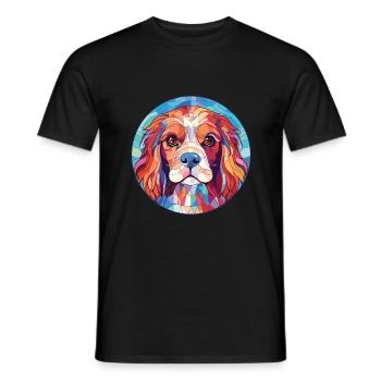 Cavalier King Charles Spaniel chien race aquarelle - T-shirt homme - noir - Devant - AI Model Male 178 light (178cm)