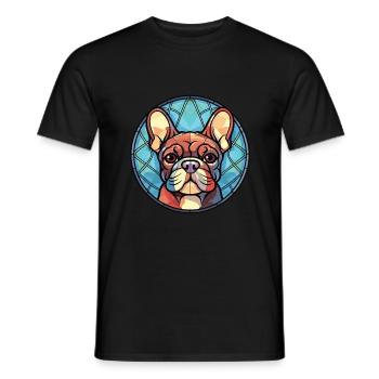 German Pinscher Dog Breed Watercolor Illustration - Men's T-Shirt - black - Front - AI Model Male 178 light (178cm)