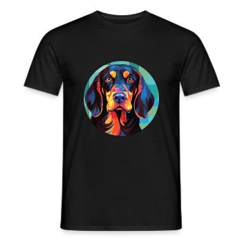 German Wirehaired Pointer Dog Breed Watercolor - Men's T-Shirt - black - Front - AI Model Male 178 light (178cm)