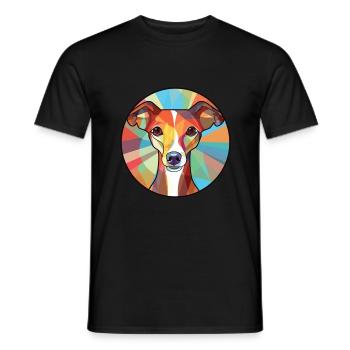 Lévrier italien chien race aquarelle colorée - T-shirt homme - noir - Devant - AI Model Male 178 light (178cm)