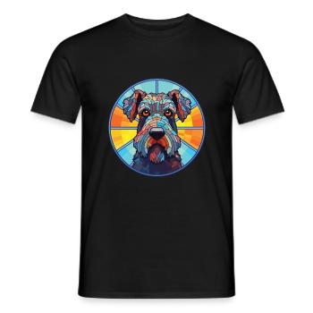 Kerry Blue Terrier Hunderasse buntes Aquarell - Männer T-Shirt - Schwarz - Vorne - AI Model Male 178 light (178cm)