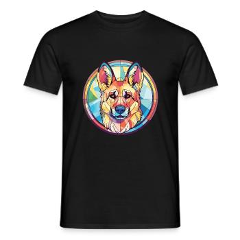 German Shepherd Dog Breed Colorful Watercolor - Men's T-Shirt - black - Front - AI Model Male 178 light (178cm)