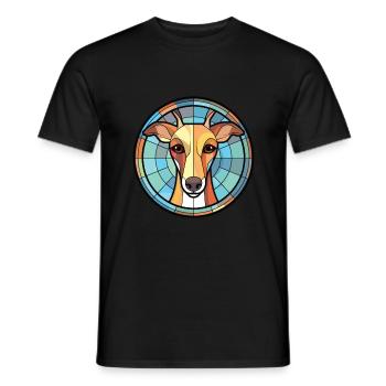 Harrier chien race coloré aquarelle illustration - T-shirt homme - noir - Devant - AI Model Male 178 light (178cm)