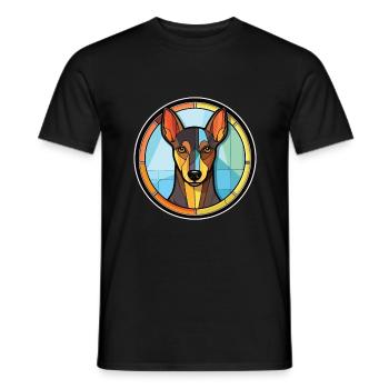 Manchester Terrier chien race aquarelle colorée - T-shirt homme - noir - Devant - AI Model Male 178 light (178cm)